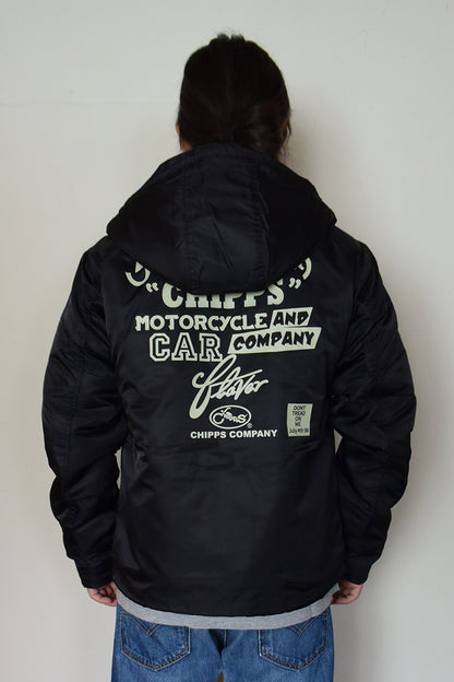 CHIPPS COMPANY チップスカンパニー / Embroidery 裏ボアフーディージャケット / BLACK