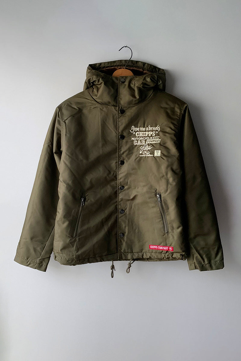 CHIPPS COMPANY チップスカンパニー / Embroidery 裏ボアフーディージャケット / OLIVE